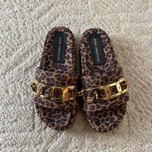 Good American Leopard Platform Sandals